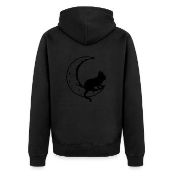 Lune faucille de chat noir - Veste à capuche bio Premium Unisexe - noir - Dos - Nico (187cm)
