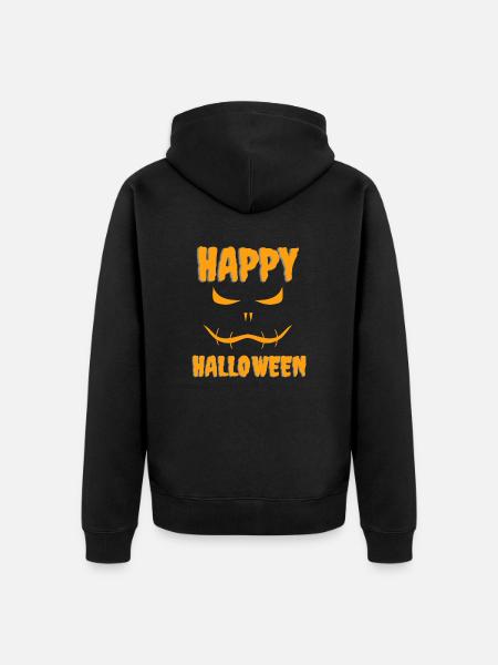 Happy Halloween Face - Unisex Premium Organic Zip Hoodie - black