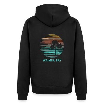 Waimea Bay Oahu Hawaii Sunset Vacation Souvenir - Unisex Premium Organic Zip Hoodie - black - Back - Nico (187cm)