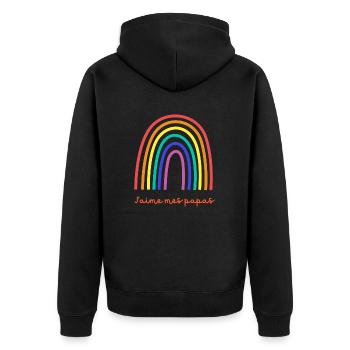 J'aime mes papas - Veste à capuche bio Premium Unisexe - noir - Dos - Nico (187cm)