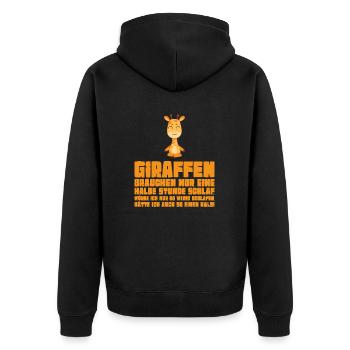 Giraffen brauchen nur eine Stunde schlaf. verrückt - Unisex Premium Bio Zip Hoodie - Schwarz - Hinten - Nico (187cm)