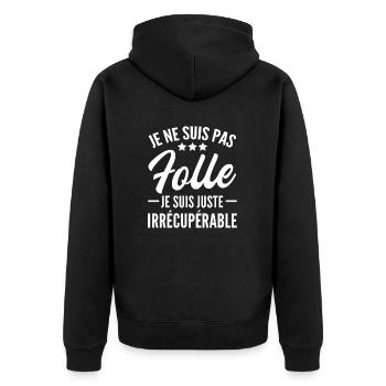 je ne suis pas folle - Veste à capuche bio Premium Unisexe - noir - Dos - Nico (187cm)