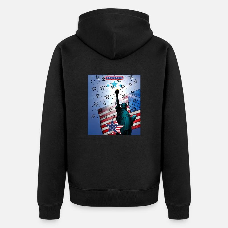 Statue de la Liberté, États-Unis - Veste à capuche bio Premium Unisexe - noir