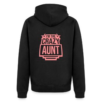 at The Crazy Aunt - Unisex Premium Organic Zip Hoodie - black - Back - Nico (187cm)