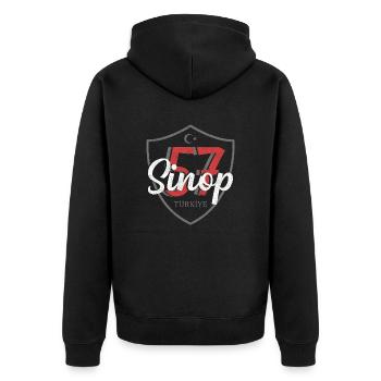 Sinop - Unisex Premium Organic Zip Hoodie - black - Back - Nico (187cm)