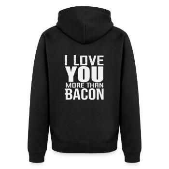 Je t’aime plus que du bacon - Veste à capuche bio Premium Unisexe - noir - Dos - Nico (187cm)