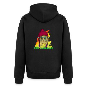 Neue Kollektion CAT - Unisex Premium Bio Zip Hoodie - Schwarz - Hinten - Nico (187cm)