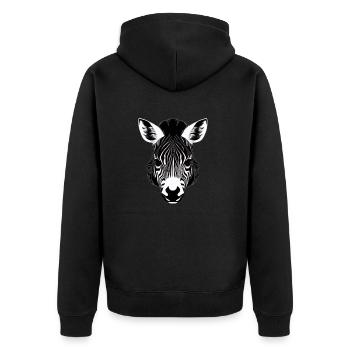 Fun Zebra Cartoon Funny Nature Animal Safari 1 - Unisex Premium Organic Zip Hoodie - black - Back - Nico (187cm)