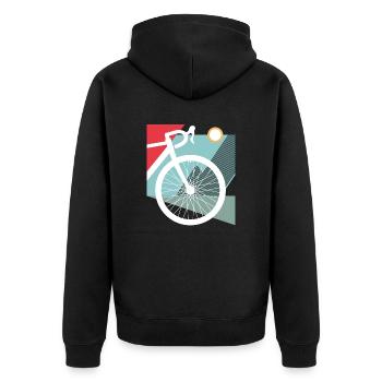 Gravel, VTT, passion vélo, cycliste - Veste à capuche bio Premium Unisexe - noir - Dos - Nico (187cm)