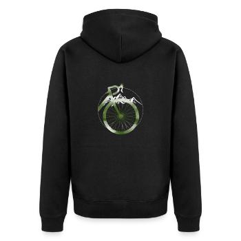 Schotter, Mountainbike, Leidenschaft Radfahren, Radfahrer - Unisex Premium Bio Zip Hoodie - Schwarz - Hinten - Nico (187cm)