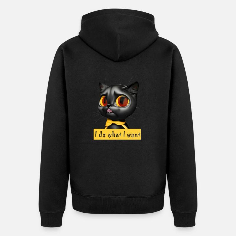 IdoWhatIwant Cat - Veste à capuche bio Premium Unisexe - noir