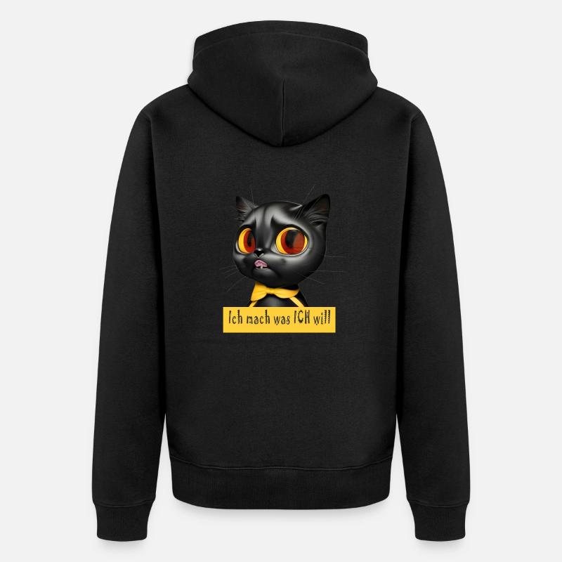 ichMachWas Katze - Unisex Premium Bio Zip Hoodie - Schwarz