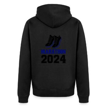 Marathon 2024 - Unisex Premium Organic Zip Hoodie - black - Back - Nico (187cm)