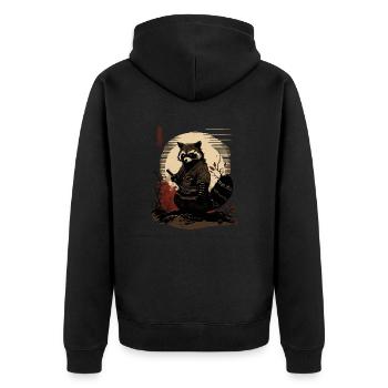 Baka Racoon 1 - Unisex Premium Organic Zip Hoodie - black - Back - Nico (187cm)