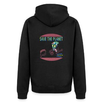 Save the planet trust the alien - Veste à capuche bio Premium Unisexe - noir - Dos - Nico (187cm)