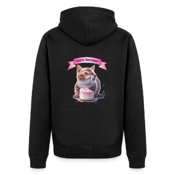 Joyeux anniversaire chaton cadeau - Veste à capuche bio Premium Unisexe - noir - Dos - Nico (187cm)