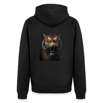 Strong tiger with an angry expression wild - Unisex Premium Organic Zip Hoodie - black - Back - Nico (187cm)