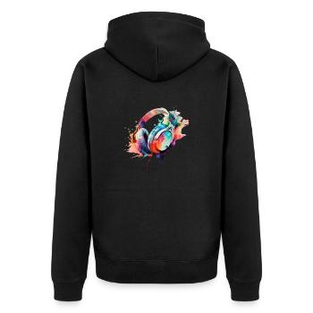 Dynamic Quad of Colorful Headphones - Unisex Premium Organic Zip Hoodie - black - Back - Nico (187cm)