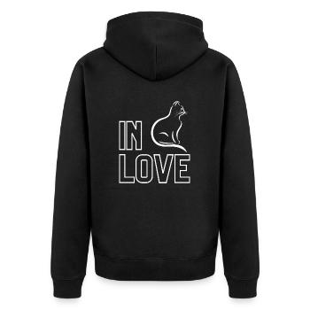 Chat amoureux - Veste à capuche bio Premium Unisexe - noir - Dos - Nico (187cm)