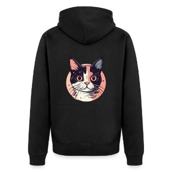 Katze - Unisex Premium Bio Zip Hoodie - Schwarz - Hinten - Nico (187cm)