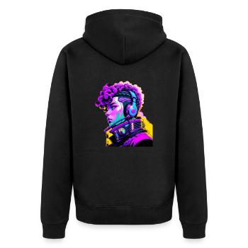 Musik Cyborg Headset - Unisex Premium Bio Zip Hoodie - Schwarz - Hinten - Nico (187cm)