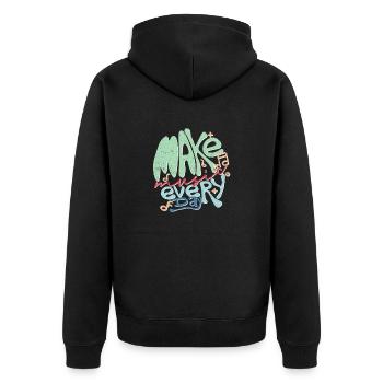 Machen Sie jeden Tag Musik grafisch für Musiker - Unisex Premium Bio Zip Hoodie - Schwarz - Hinten - Nico (187cm)