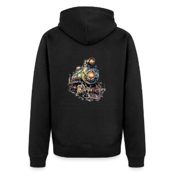 Die Dampflok war eine technologische Innovation - Unisex Premium Bio Zip Hoodie - Schwarz - Hinten - Nico (187cm)