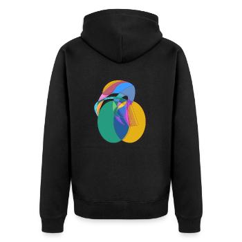 cyclist aura abstract circle geometric drawing - Unisex Premium Organic Zip Hoodie - black - Back - Nico (187cm)