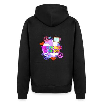 Bring mich zurück in die 60er Jahre - Unisex Premium Bio Zip Hoodie - Schwarz - Hinten - Nico (187cm)