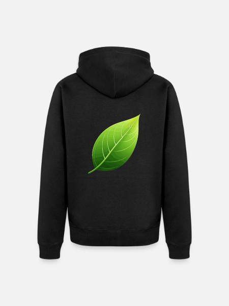 green leaf - nature conservation - Unisex Premium Organic Zip Hoodie - black