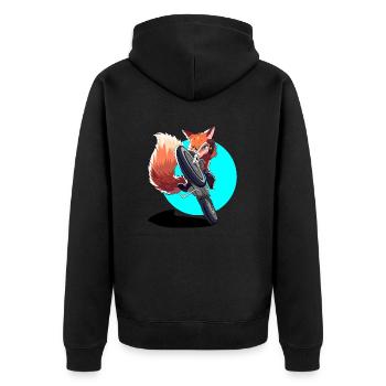 Motorad Fuchs Loco Animal Squad - Unisex Premium Bio Zip Hoodie - Schwarz - Hinten - Nico (187cm)