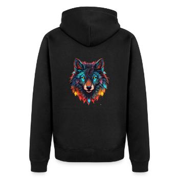 Wolf with Xmas Lights, Love Wolfs - Unisex Premium Organic Zip Hoodie - black - Back - Nico (187cm)