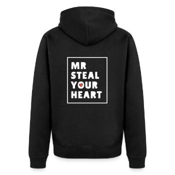 Jungen Valentinstag T-Shirt, lustiger V-Day für Jungen - Unisex Premium Bio Zip Hoodie - Schwarz - Hinten - Nico (187cm)