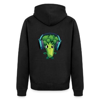 Bubatz - DJ - Musik - Legalize it - Brokkoli - Unisex Premium Bio Zip Hoodie - Schwarz - Hinten - Nico (187cm)