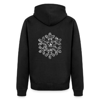 snowflake 9 white - Unisex Premium Bio Zip Hoodie - Schwarz - Hinten - Nico (187cm)