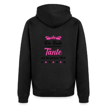 beste tante auf der welt - Unisex Premium Bio Zip Hoodie - Schwarz - Hinten - Nico (187cm)