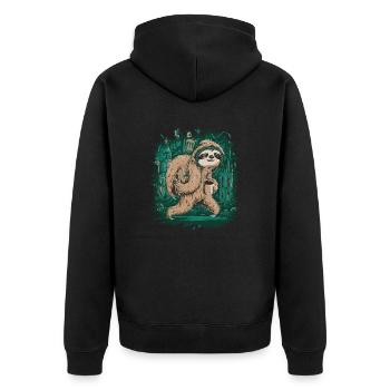 Promenade dans la jungle des paresseux - Veste à capuche bio Premium Unisexe - noir - Dos - Nico (187cm)