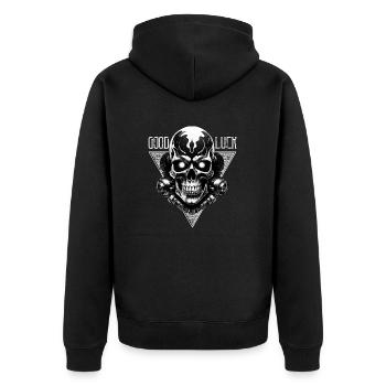 Good Luck - Unisex Premium Bio Zip Hoodie - Schwarz - Hinten - Nico (187cm)