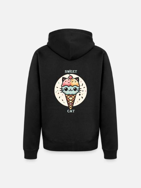 Kitty Cone Delight - Unisex Premium Organic Zip Hoodie - black