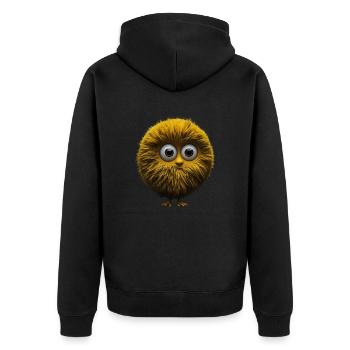 Drôle de créature avec de grands yeux ronds et de la fourrure - Veste à capuche bio Premium Unisexe - noir - Dos - Nico (187cm)