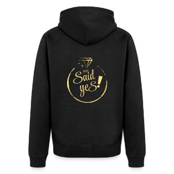 She Said yes gold - Unisex Premium Organic Zip Hoodie - black - Back - Nico (187cm)