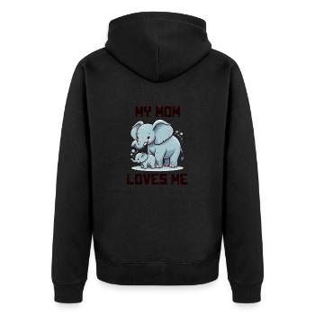 My Mom Loves Me - Baby Sayings - Meine Mutter lieb - Unisex Premium Bio Zip Hoodie - Schwarz - Hinten - Nico (187cm)