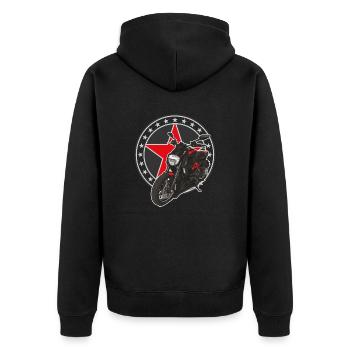 Superbike // Illustration - Unisex Premium Bio Zip Hoodie - Schwarz - Hinten - Nico (187cm)