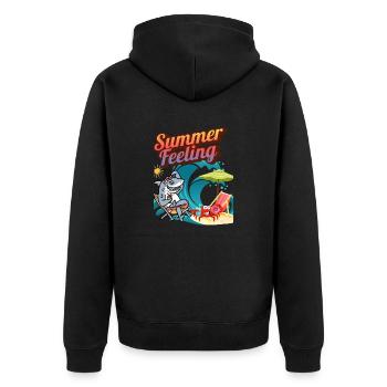 « Sensation d’été » - Veste à capuche bio Premium Unisexe - noir - Dos - Nico (187cm)