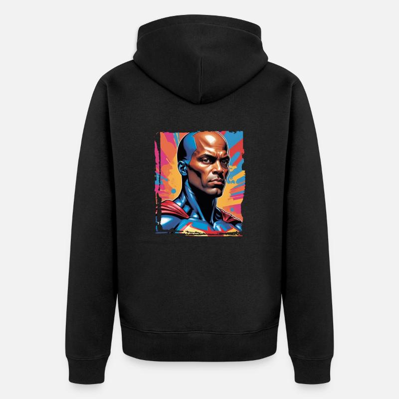 Porträt eines Sci-Fi-Superhelden - Unisex Premium Bio Zip Hoodie - Schwarz