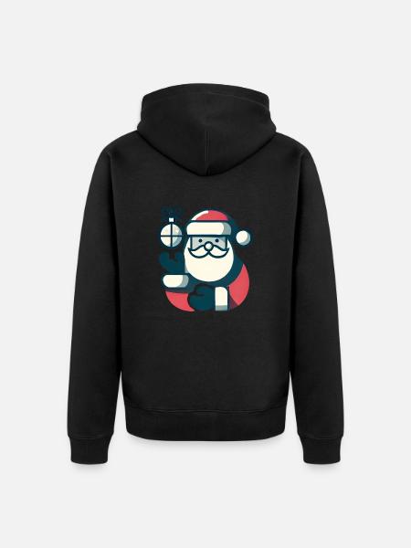 Weihnachtsmann mit Weihnachtskugel - Unisex Premium Bio Zip Hoodie - Schwarz