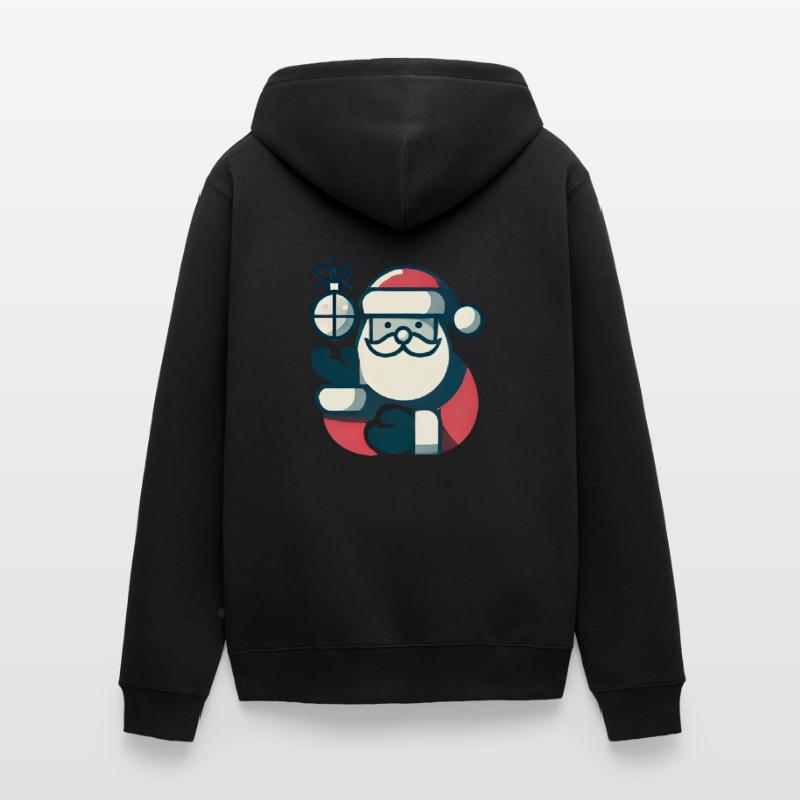 Weihnachtsmann mit Weihnachtskugel Unisex Premium Bio Zip Hoodie