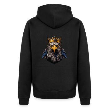 Eagle Crown - Unisex Premium Organic Zip Hoodie - black - Back - Nico (187cm)