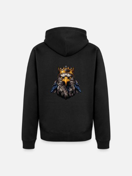 Adler Krone - Unisex Premium Bio Zip Hoodie - Schwarz