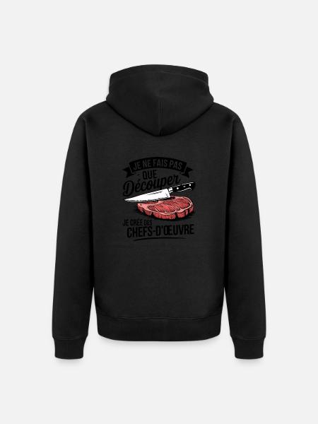 Cadeau pour boucher ou cuisto - Veste à capuche bio Premium Unisexe - noir